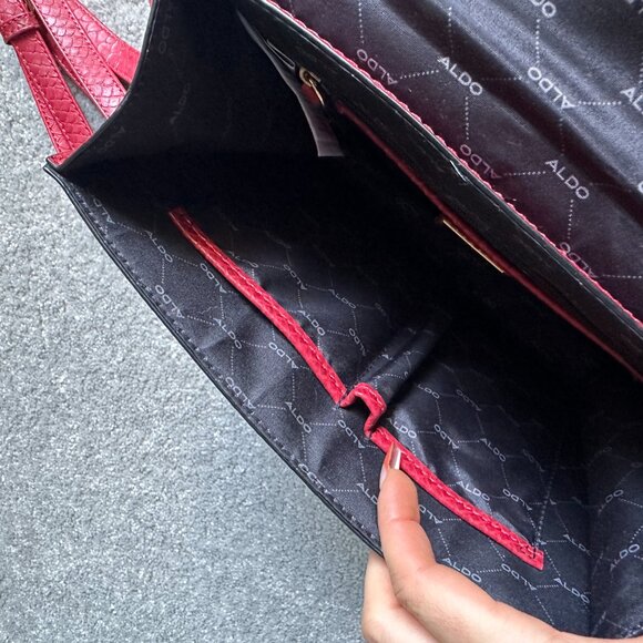 ALDO Red Pink Bird Clutch Crossbody Bag - Picture 9 of 10